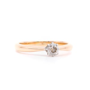 Vintage 18K Yellow Gold and Platinum 0.24ct Old Cut Diamond Solitaire Ring