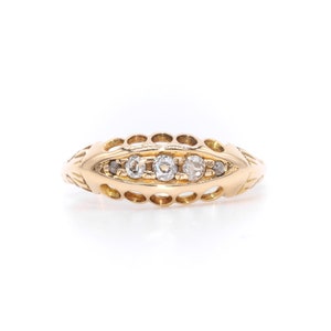 Antique 18K Yellow Gold Old Cut Diamond 5 Stone Ring