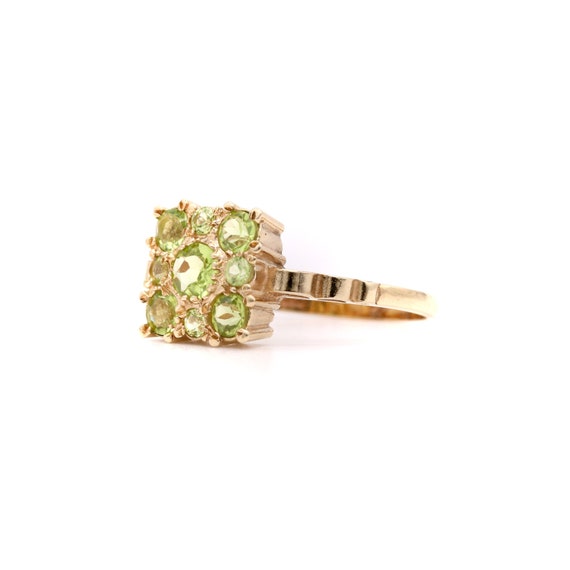 Vintage 9ct Gold Peridot Cluster Ring, Square 9kt