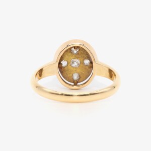 Antique 18K Yellow Gold 0.38ctw Old Mine Cut Diamond Oval Cluster Ring image 6