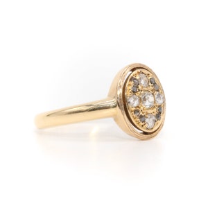 Antique 18K Yellow Gold 0.38ctw Old Mine Cut Diamond Oval Cluster Ring image 4