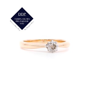 Vintage 18K Yellow Gold and Platinum 0.24ct Old Cut Diamond Solitaire Ring