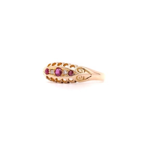 Edwardian 18ct Gold Ruby Diamond 5 Stone Ring – An