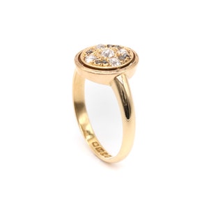 Antique 18K Yellow Gold 0.38ctw Old Mine Cut Diamond Oval Cluster Ring image 7