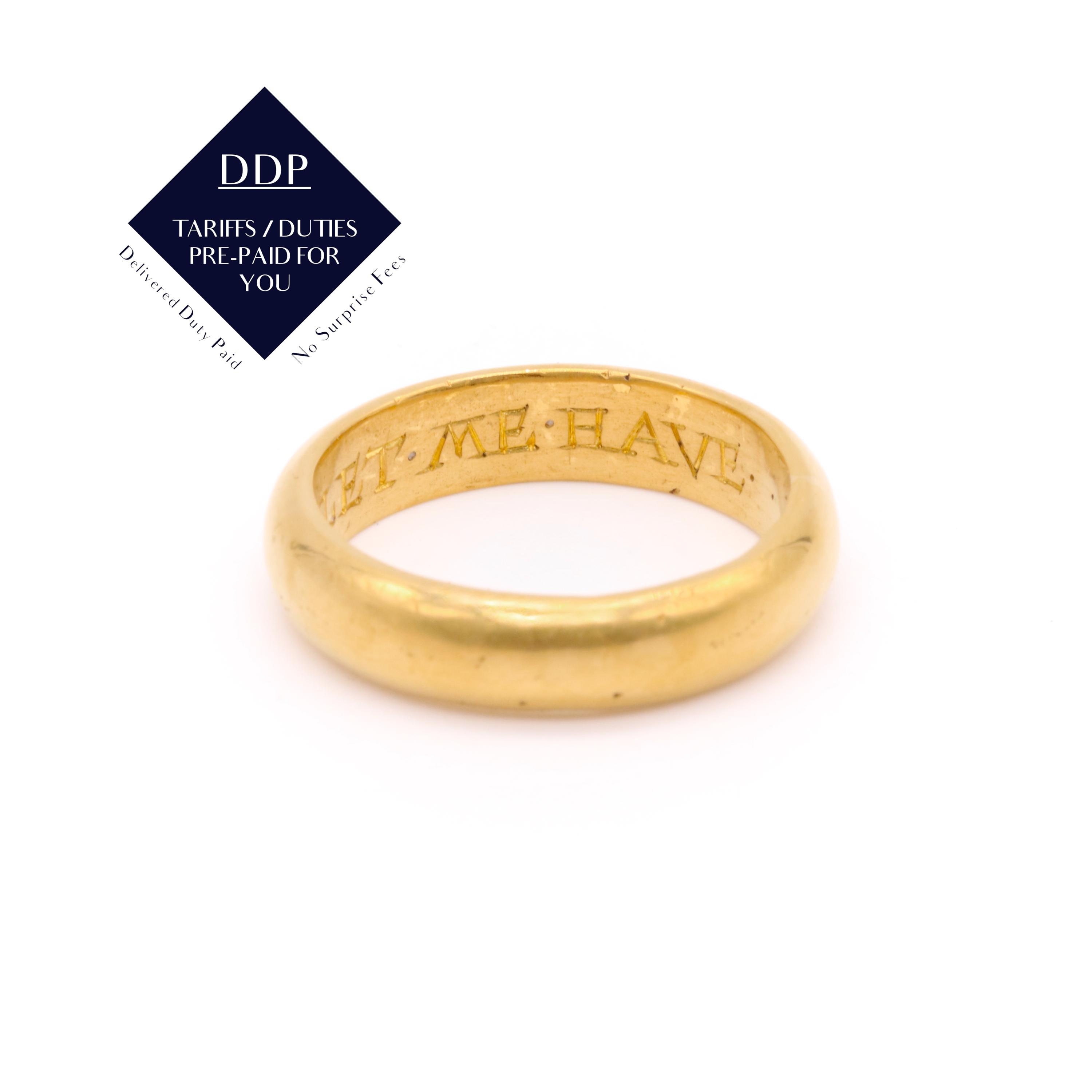 Heavy Antique 17th Century 22K Yellow Gold “as I Crave so Let Me