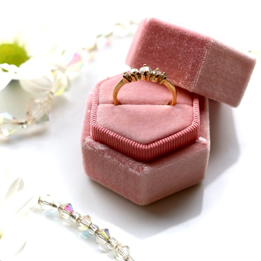 Pink Velvet Hexagonal Ring Box - Etsy UK