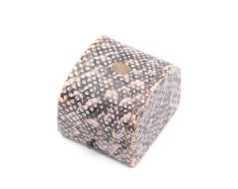 Vintage Brown Snakeskin Effect Ring Box with Gold Tooling and Cream Interior