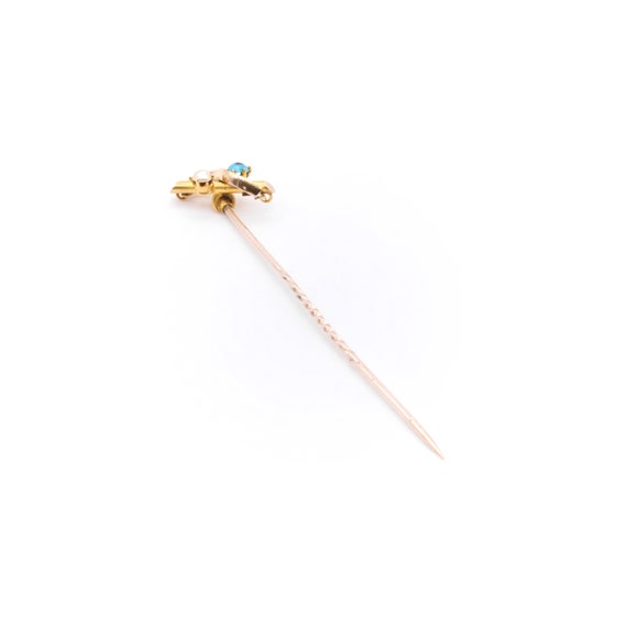 Antique Edwardian 15K Yellow Gold Turquoise and P… - image 7