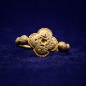 Ancient 9th or 10th Century 22K Yellow Gold Javanese Sri Ring