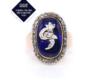 Antique Georgian 18K Yellow Gold and Silver Diamond Scorpio Firmament Ring