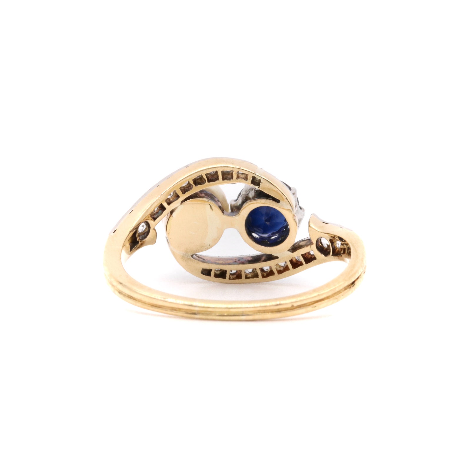 Antique 18ct Gold Sapphire Pearl Diamond Toi et Moi Ring Art | Etsy