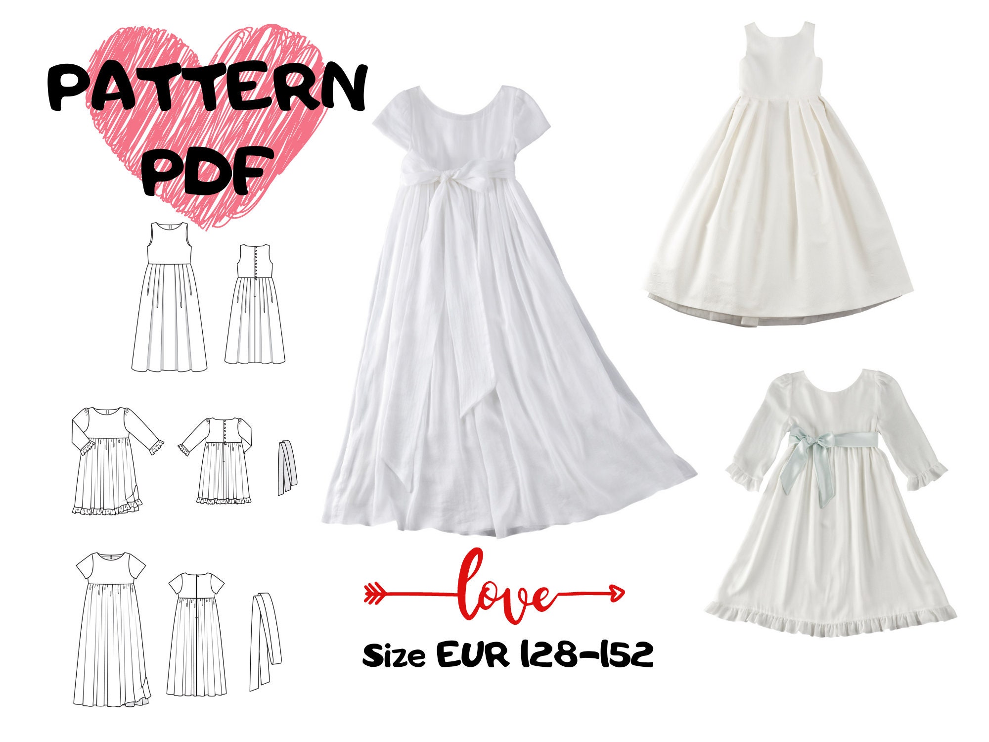 GIRLS Dress PATTERN PDF/ Elegant flower girl dressivory Etsy