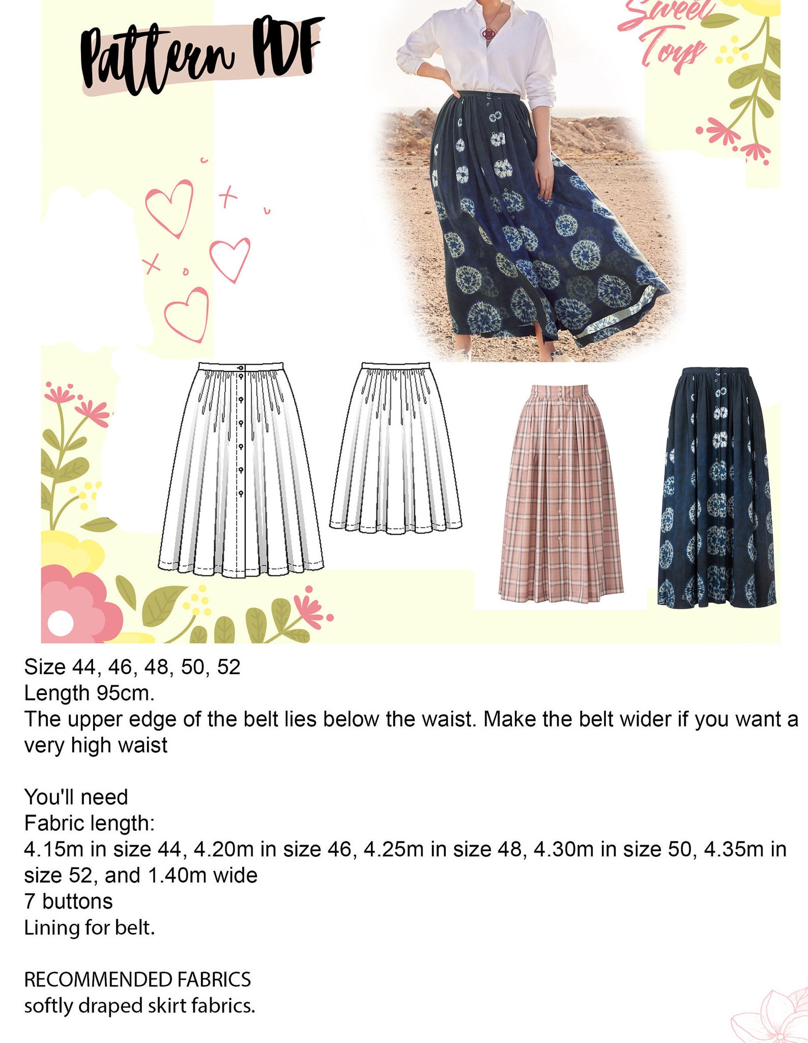 Fluffy skirt for women big size EUR 44-52 / sewing pattern | Etsy