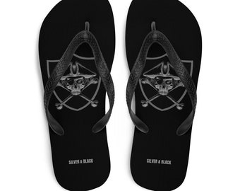 Silver & Black Sandals Pillagers Flip Flops Black Hole Sandals Sports Flip Flops Slippers Casual wear Unisex Shoes NFL Team Flip-Flops