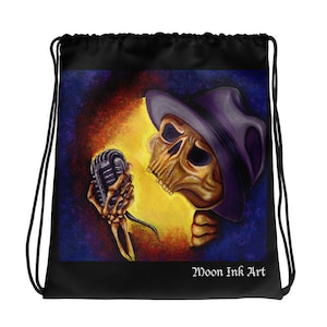 Skull Bag Horror Punk light weight Drawstring on the go bag Everyday Bag Goth Accessories Christmas Gifts Birthday Gifts Holiday Bags