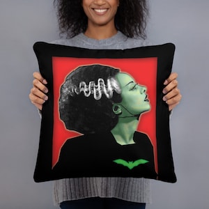 Holiday Pillows Home Decor Bride of Frankenstein  Pillow Horror Punk Creative Statement Pillow Halloween is everyday Christmas Decor Gift