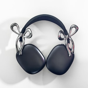 Coquette AirPods Max ribbon Bows Case Attachments -  Chrome Covers and Headphone Accessories for Y2k, cyberpunk (2 pieces)