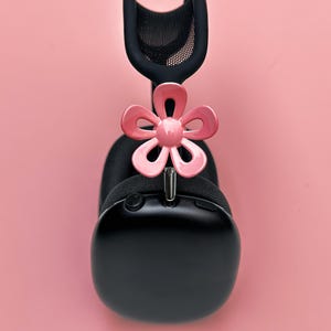 Roze FLOWER-opzetstukken voor AirPods Max 2 stuks | Leuk streamingaccessoire, anime-cadeau voor haar| Glanzende zilveren hoes voor Apple-hoofdtelefoon