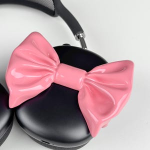 pink BOW Airpods Max Headphone Attachment coquette style accessory -Headset Gaming and Streaming Accessories, Gamer Gift | Streaming headphone Accessory, chrome bow case for airpods max headphones , perfect gift for her, gift for sister, bestfriend