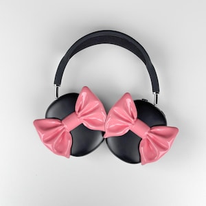pink BOW Airpods Max Headphone Attachment coquette style accessory -Headset Gaming and Streaming Accessories, Gamer Gift | Streaming headphone Accessory, chrome bow case for airpods max headphones , perfect gift for her, gift for sister, bestfriend