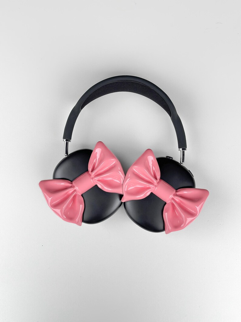 pink BOW Airpods Max Headphone Attachment coquette style accessory -Headset Gaming and Streaming Accessories, Gamer Gift | Streaming headphone Accessory, chrome bow case for airpods max headphones , perfect gift for her, gift for sister, bestfriend