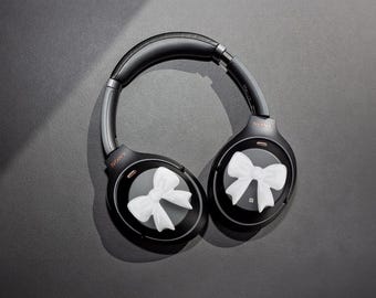 Headphone BOW Cover -Sony XM4 XM5 accessory, AirPods Max, Marshall, COOL Decor, unique cute Punk attachment, Pink, Silver Cyberpunk Gift