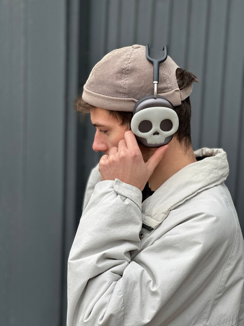 Skull Silver Chrome Airpods Max Attachment Skeleton Headset Gaming and Streaming Accessories