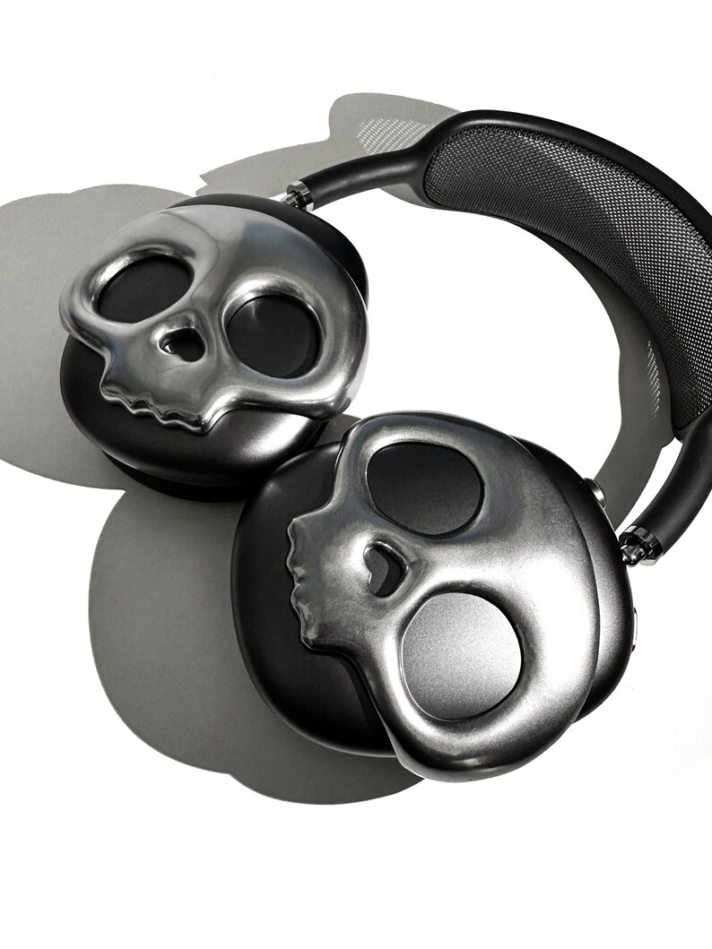 Skull Silver Chrome Airpods Max Attachment Skeleton Headset Gaming and Streaming Accessories