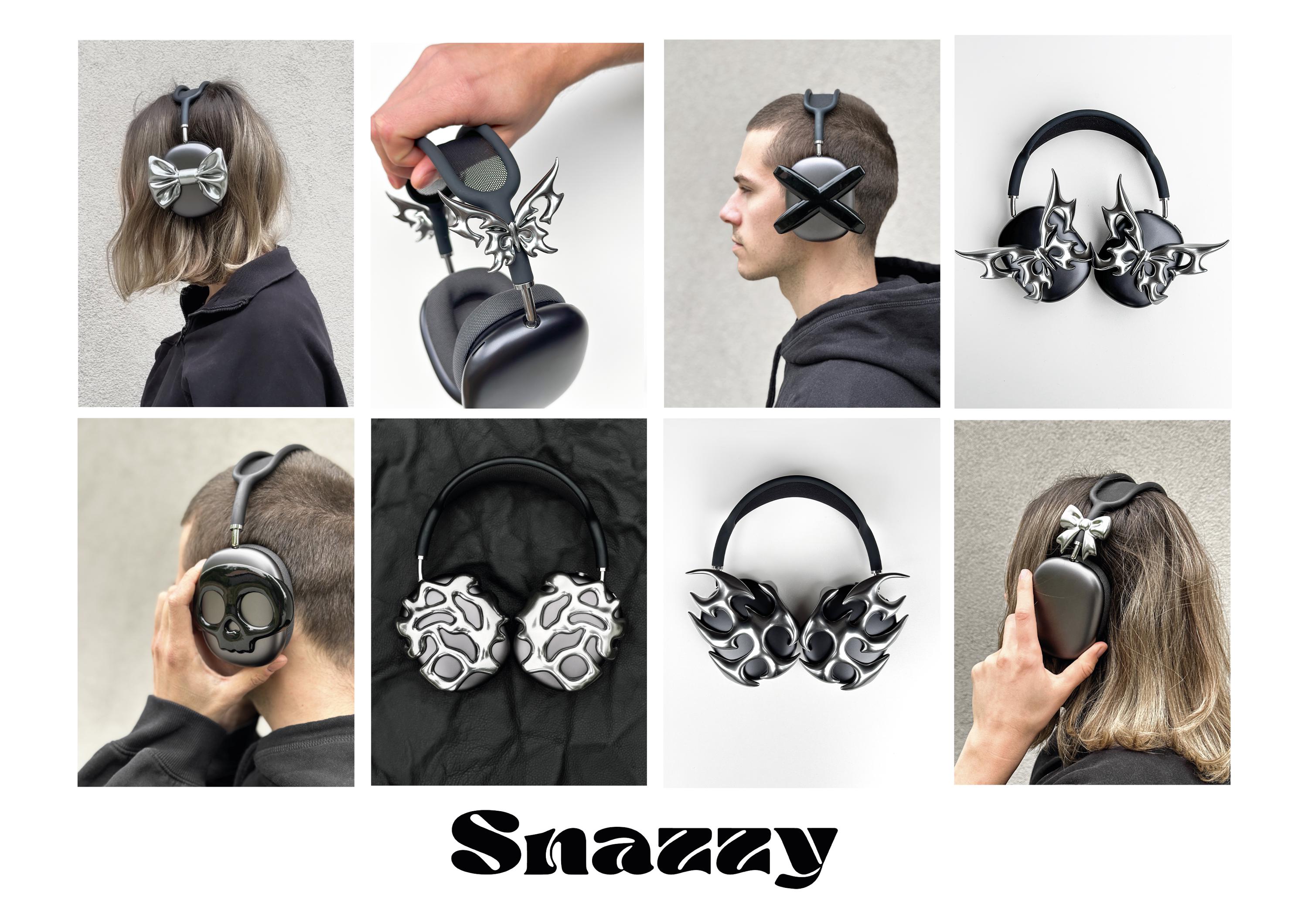 Cyber Spike Airpods Max Headphone Case Cover - Glossy Silver Apple