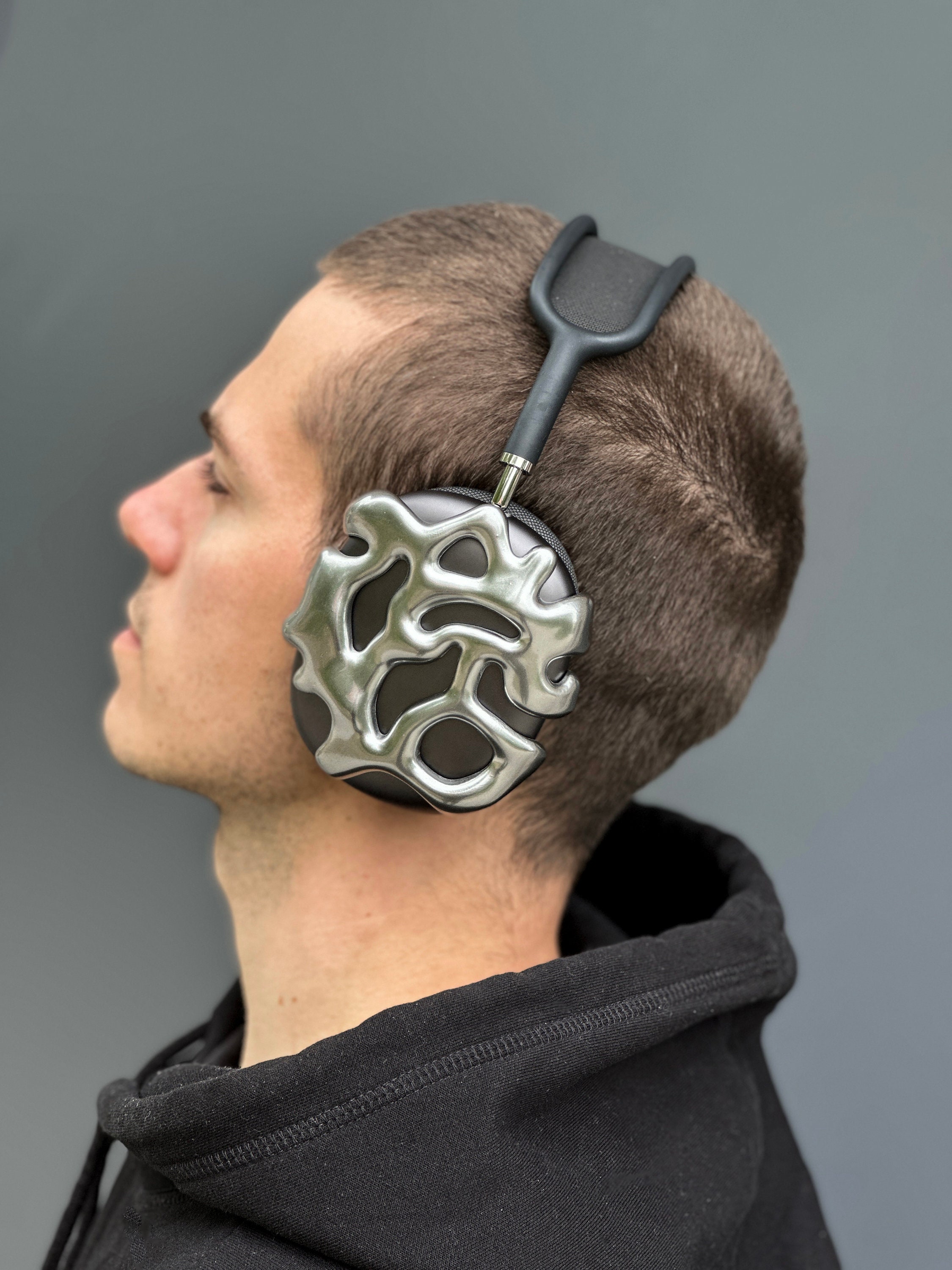 CHROME Airpods Max 未来的なケースカバー、ヘッドフォンカスタム