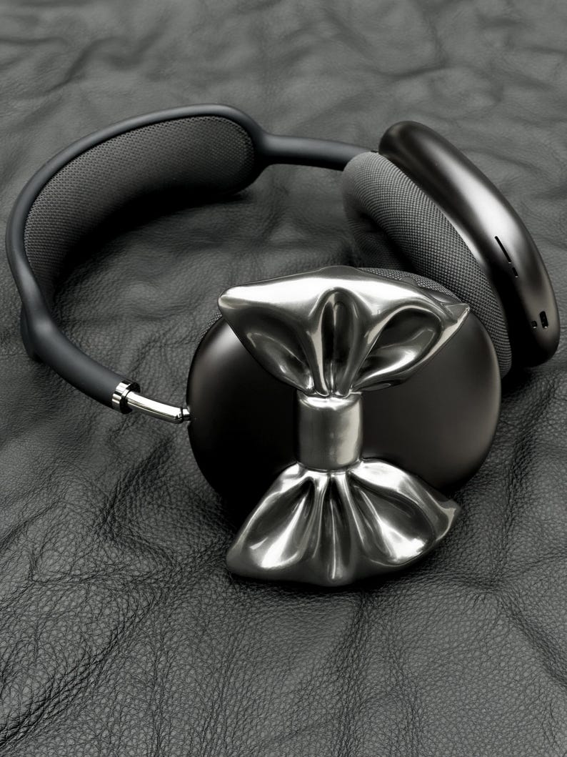 CUTE BOW Airpods Max Headphone Attachment coquette style accessory -Headset Gaming and Streaming Accessories, Gamer Gift | Streaming headphone Accessory, chrome bow case for airpods max headphones , perfect gift for her, gift for sister, bestfriend