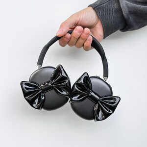 CUTE BOW Airpods Max Headphone Attachment coquette style accessory -Headset Gaming and Streaming Accessories, Gamer Gift | Streaming headphone Accessory, chrome bow case for airpods max headphones , perfect gift for her, gift for sister, bestfriend