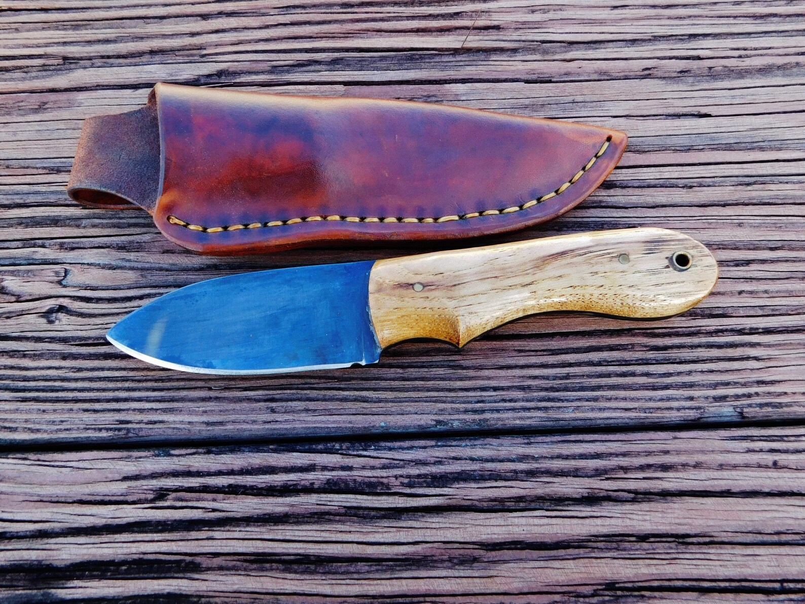 Small Hunting Knife With Maple Handles Etsy