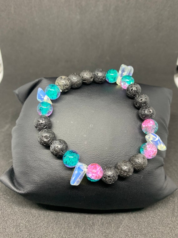 Opal and lava bead bracelet