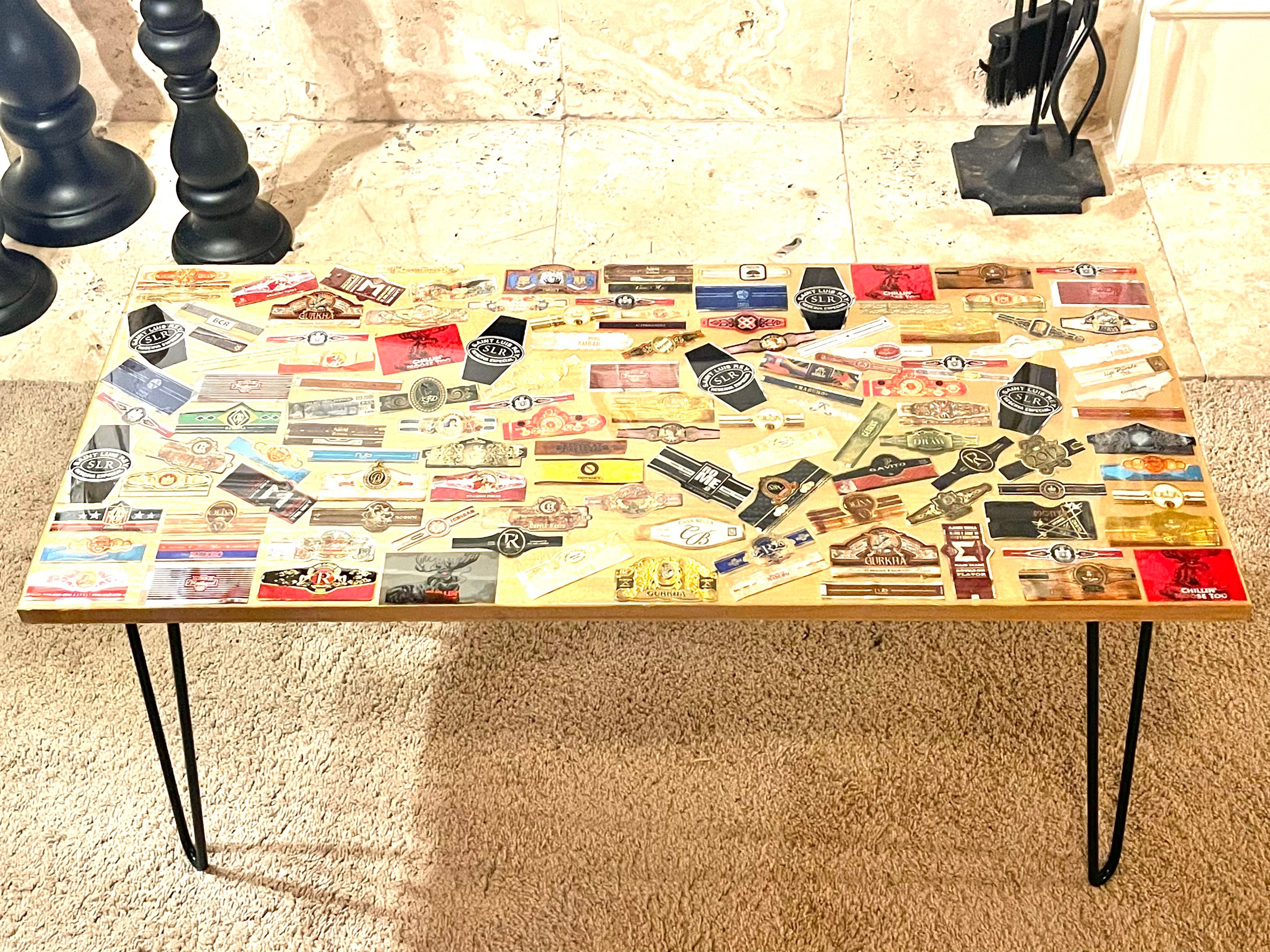 Handcrafted Resin Cigar Label Coffee Table 36x16x17 Etsy