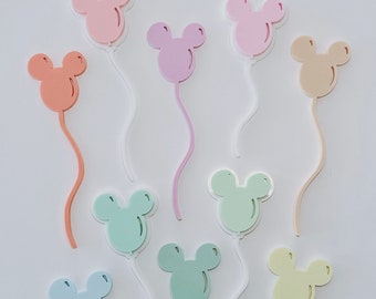 Custom Mickey Balloon Cupcake Toppers | Acrylic Cupcake Toppers | Disney Party Decor | Mickey Party Decor