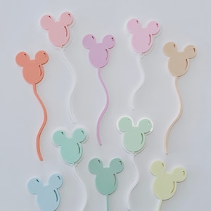 Custom Mickey Balloon Cupcake Toppers | Acrylic Cupcake Toppers | Disney Party Decor | Mickey Party Decor
