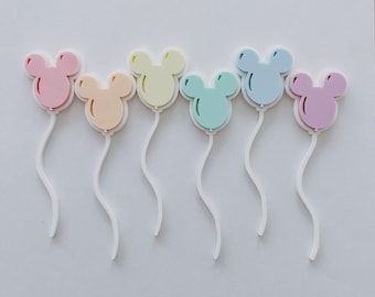 Pastel Rainbow Mickey Balloon Cupcake Toppers | Acrylic Cupcake Toppers | Disney Party Decor | Mickey Party Decor