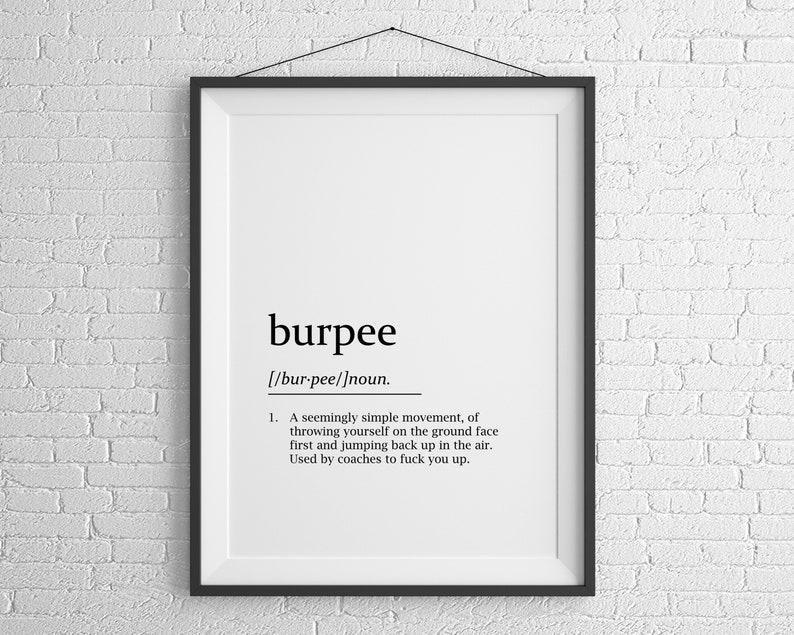 BURPEE Definition Print : Crossfit Poster Gym Decor Fitness | Etsy