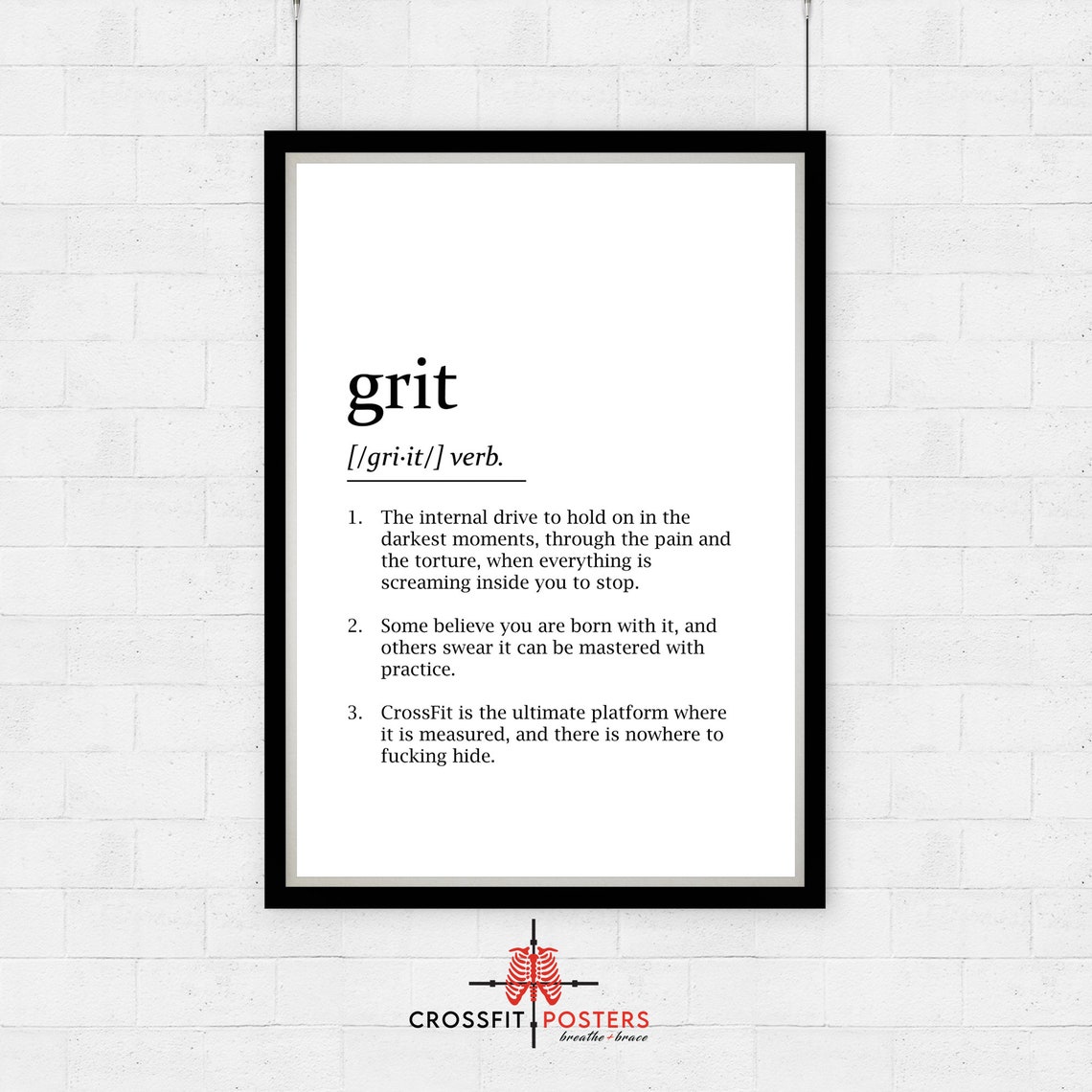 GRIT Definition Print CrossFit Poster Gym Decor Fitness Etsy