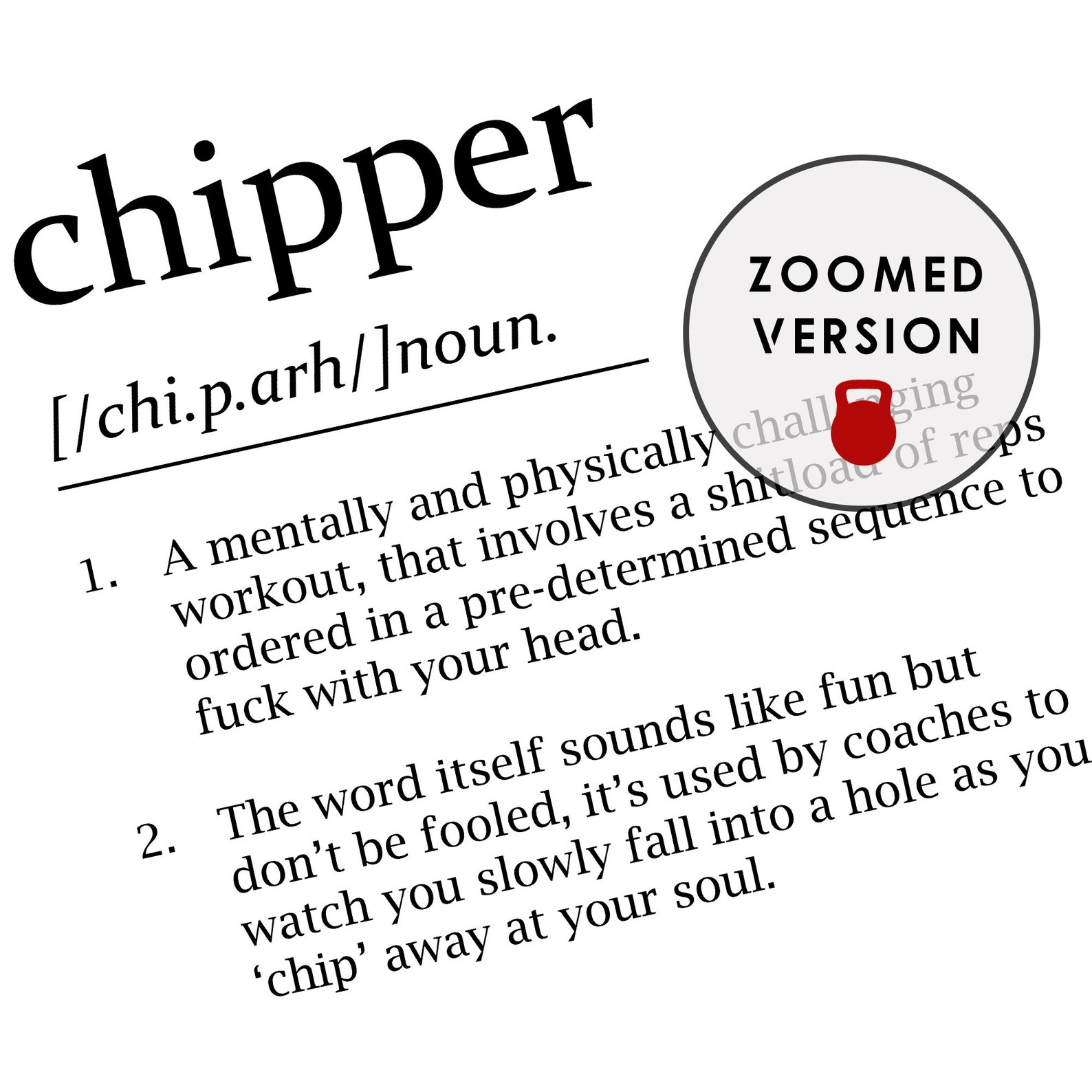 CHIPPER Definition Print : CrossFit Poster Gym Decor Fitness | Etsy