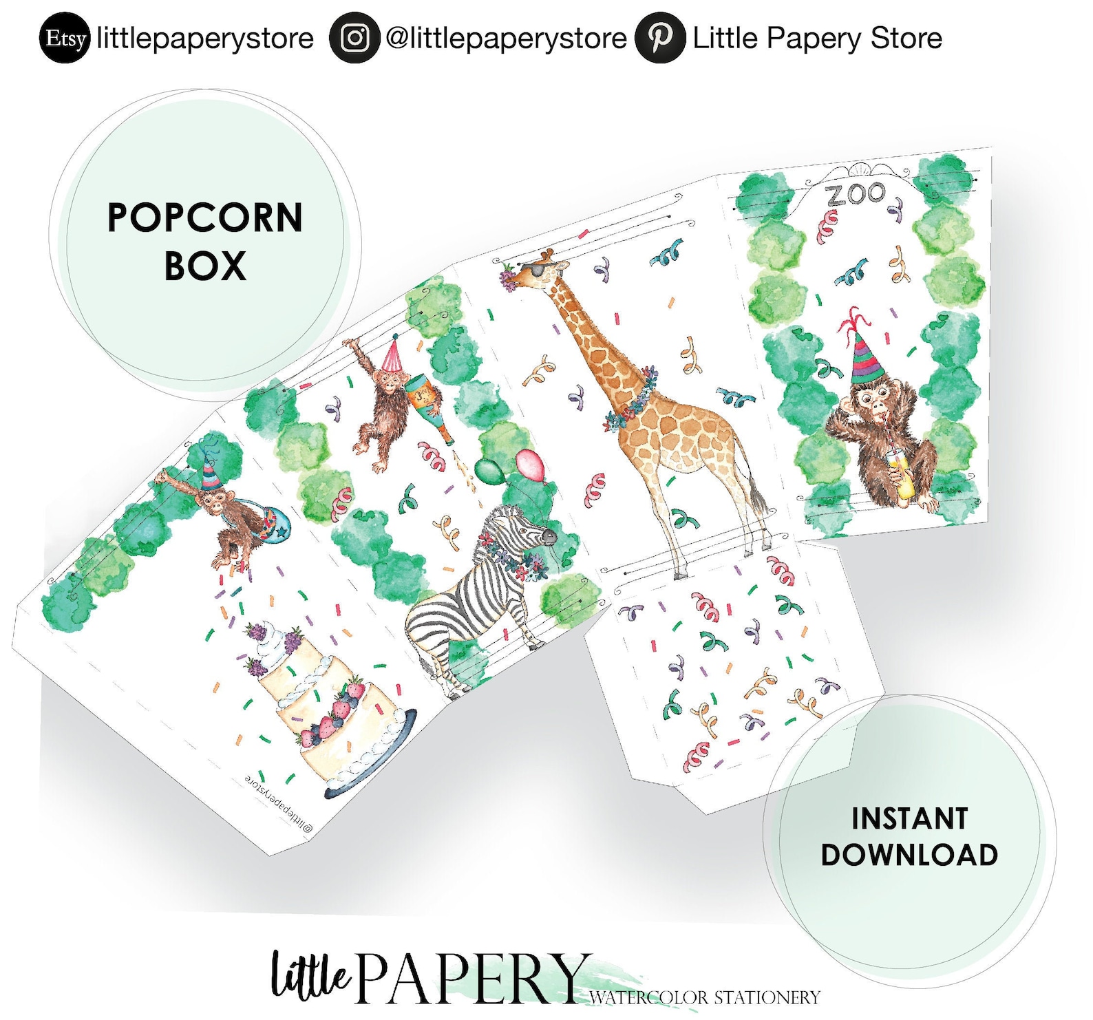 Zoo popcorn box zoo box zoo party decoration party favor Etsy