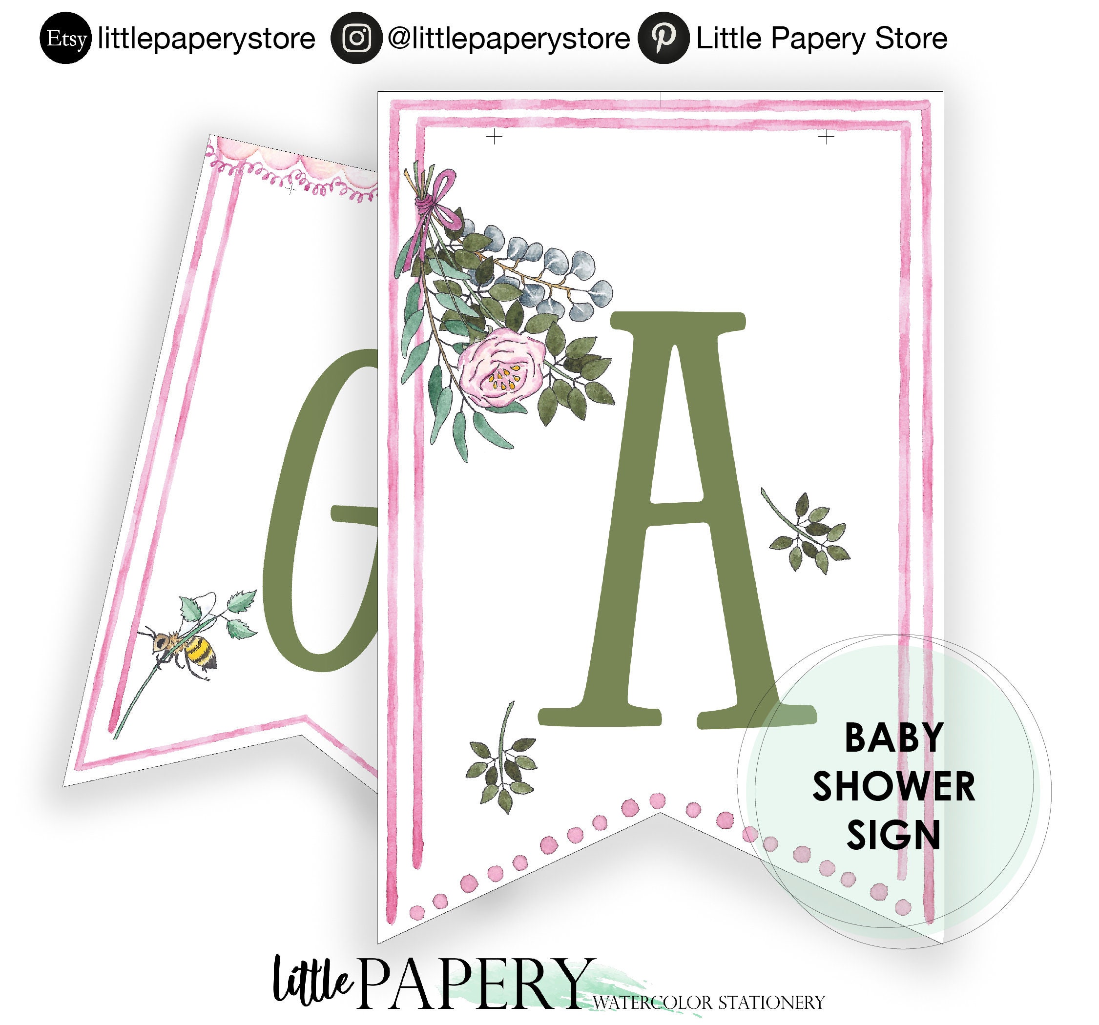 Flowers Its a girl banner Printable Banner Its a girl Etsy
