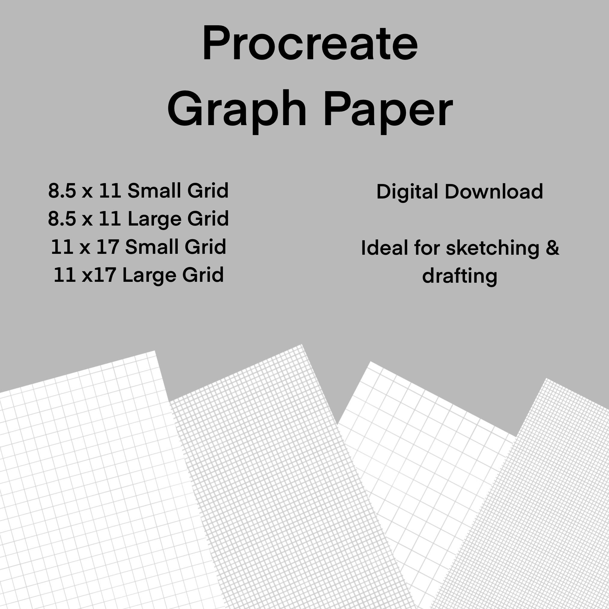 Papel cuadriculado digital para Procreate – Plantillas con estilo imprimible para dibujo técnico, ilustración y bocetos