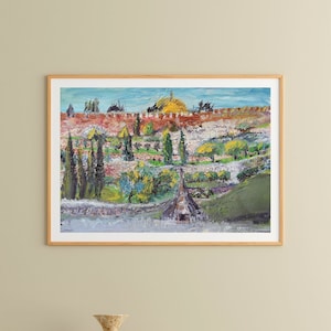 Fine art printable wall art, Jerusalem painting print, Old Jerusalem city art, Israeli art gifts, Israeli painting, Downloadable art prints