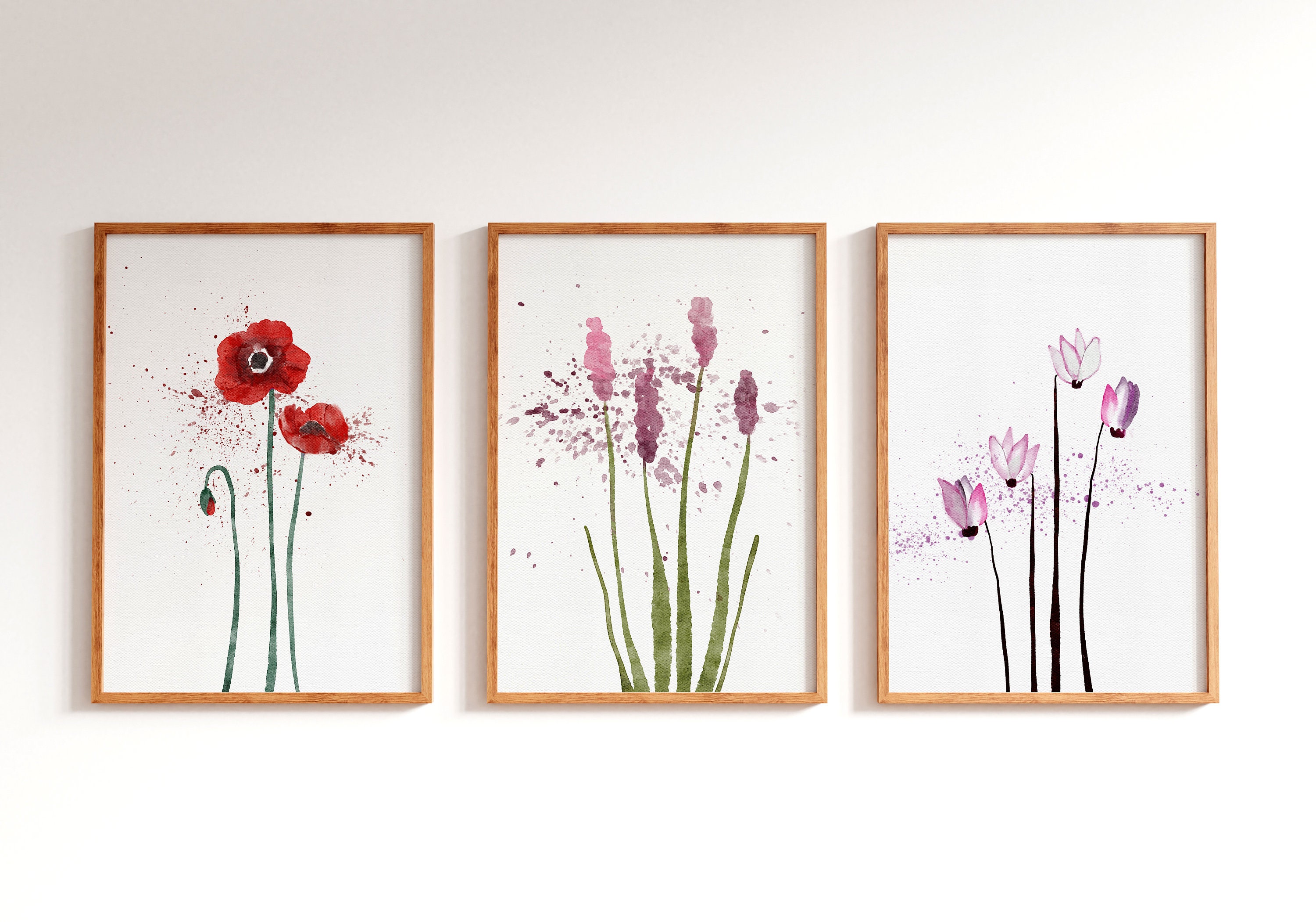 Minimalist Flowers Prints Set of 3 Printable Gallery Wall Art - Etsy