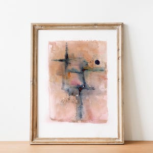 Abstract Minimalist Watercolor Painting Geometric Shapes Soft Colors Artwork Pink Navy Blue Poster Printable Modern Digital Download Print