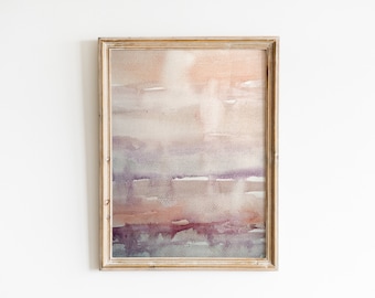 Abstract Mauve Watercolor Painting, Pastel Blush Printable Art, Soft Tones Minimalist Artwork, Gentle Flowing Print, Modern Wall Decor