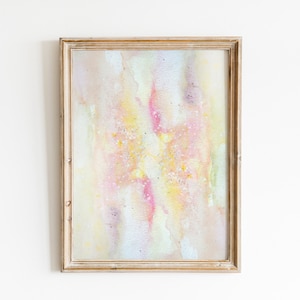 Light Abstract Painting Printable Pastel Wall Art Modern Watercolor Print Blush Pink Yellow Poster Unique Handmade Artwork Digital Download