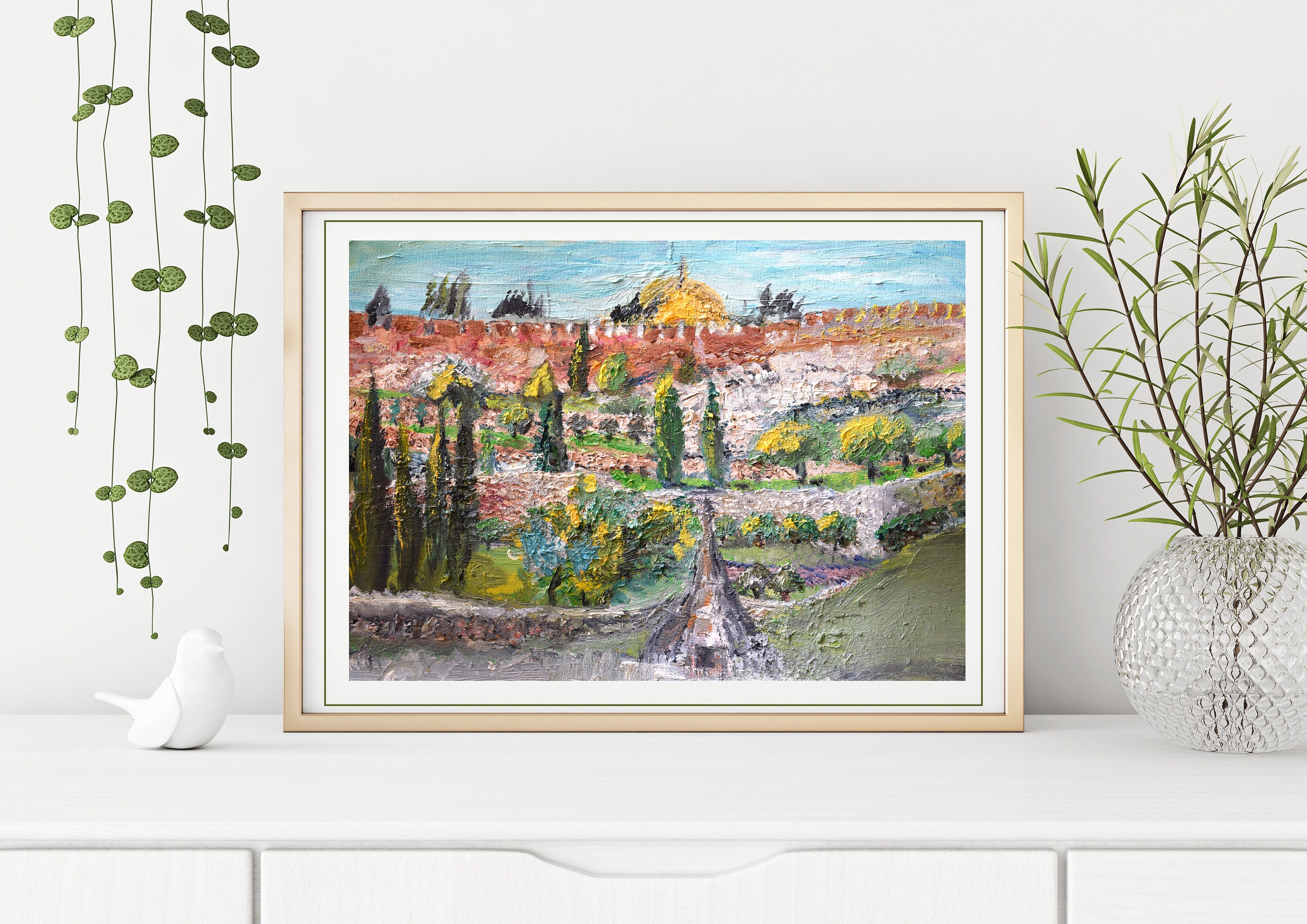 Vintage Style Home Decor Jerusalem From Mount of Olives Printable Art Special Holiday Gifts Israel Landscape Wall Art